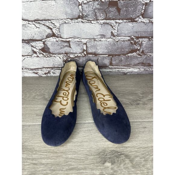 Sam Edelman Frances Blue Suede Leather Slip On Scalloped Flats Women Sz 9M US/39 - Picture 13 of 16
